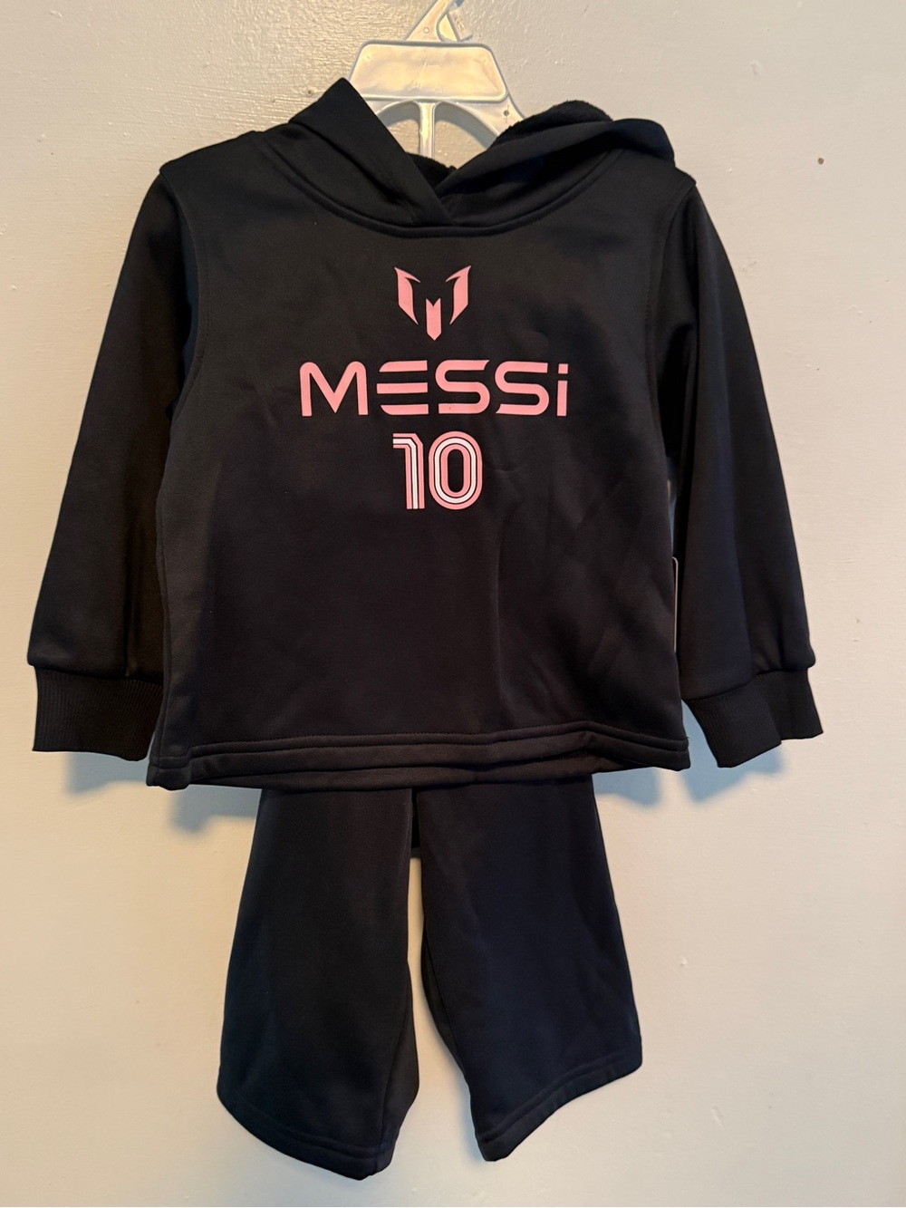 Messi Kids Black & Pink Hoodie Set - Messi 10 Matching Outfit